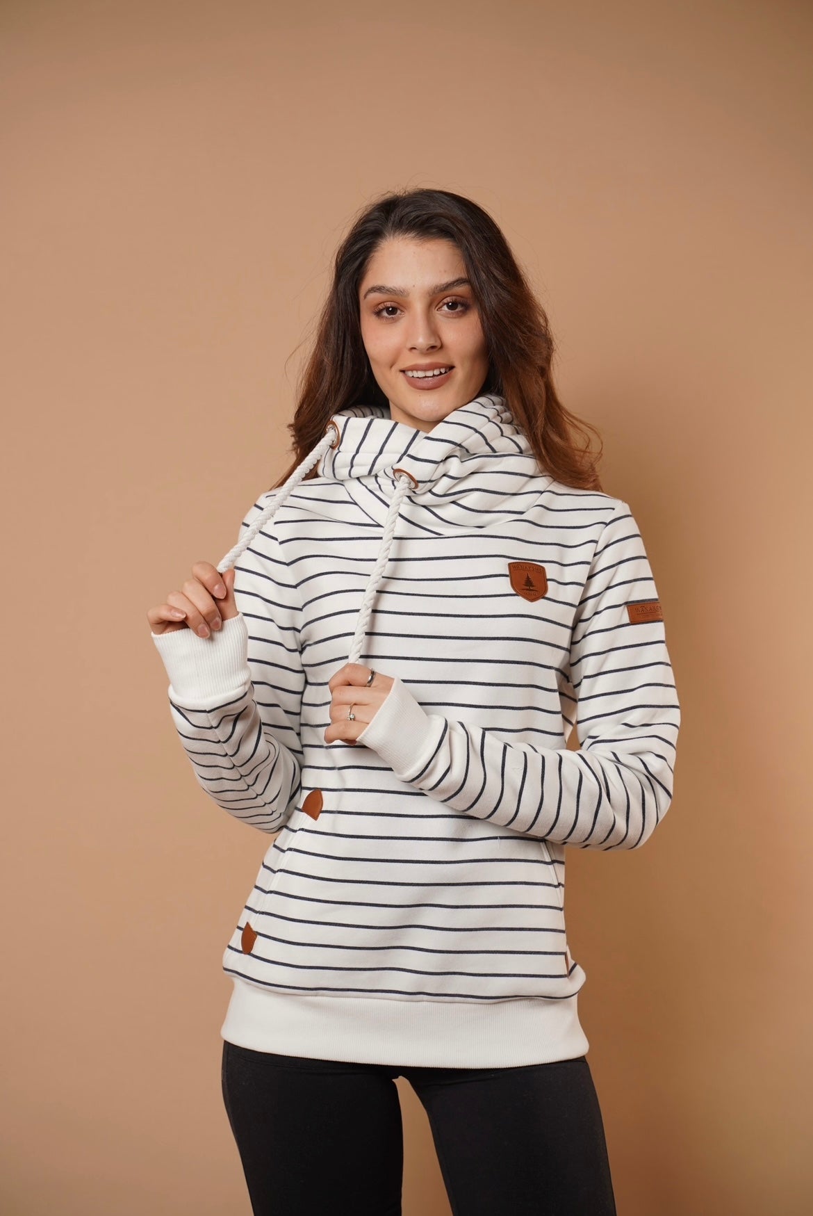 Wanakome Artemis Hoodie Ivory Stripe