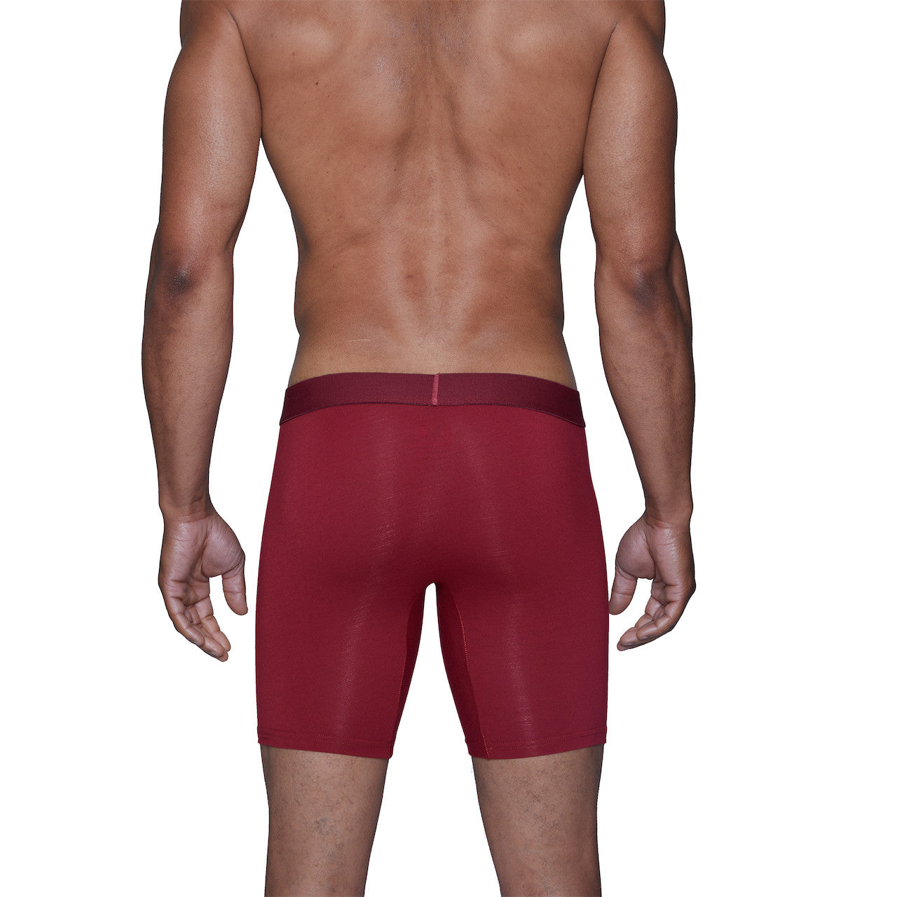 WOOD BIKER BRIEF W/FLY - BURGUNDY - 6" Inseam