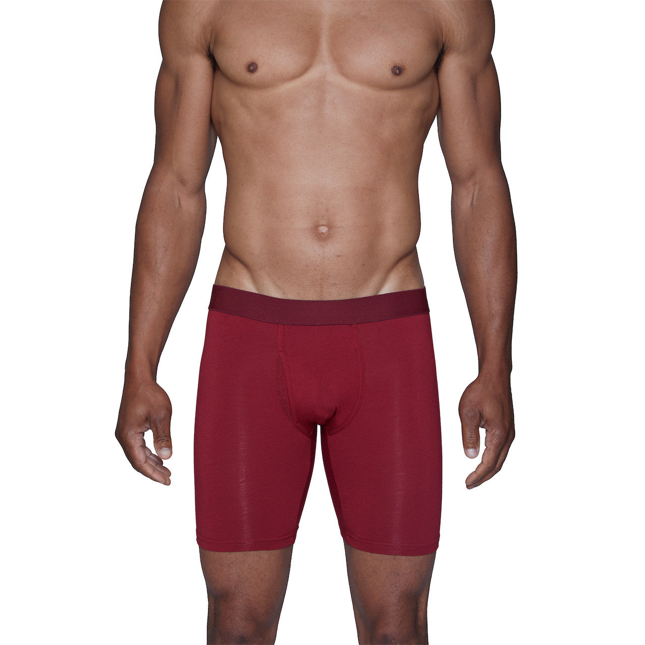 WOOD BIKER BRIEF W/FLY - BURGUNDY - 6" Inseam