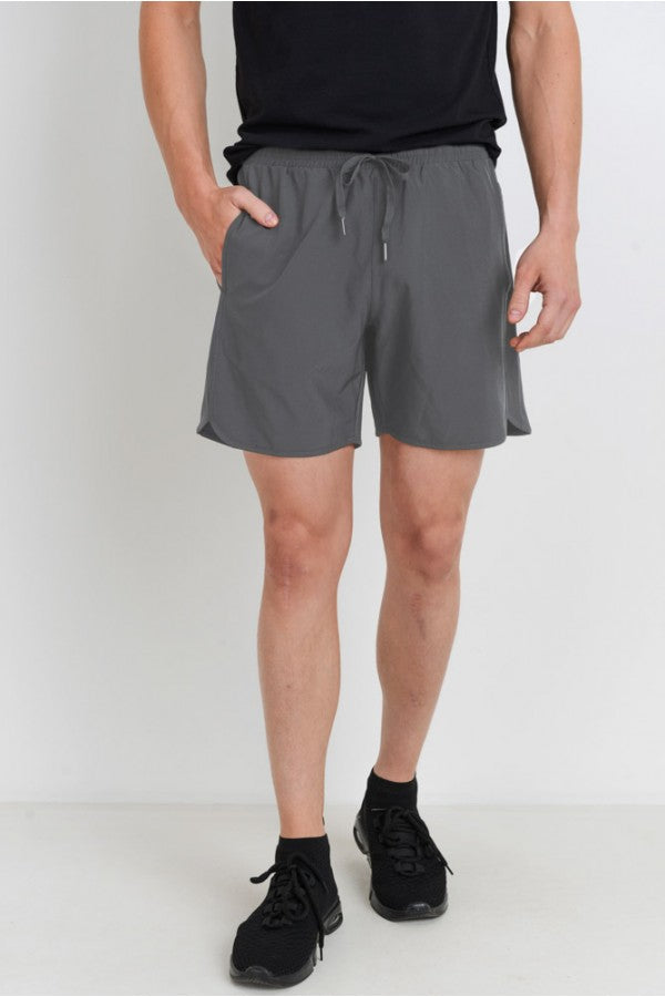 Mono B Wave Accent Essential Active Shorts - Slate Grey