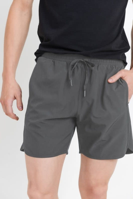 Mono B Wave Accent Essential Active Shorts - Slate Grey