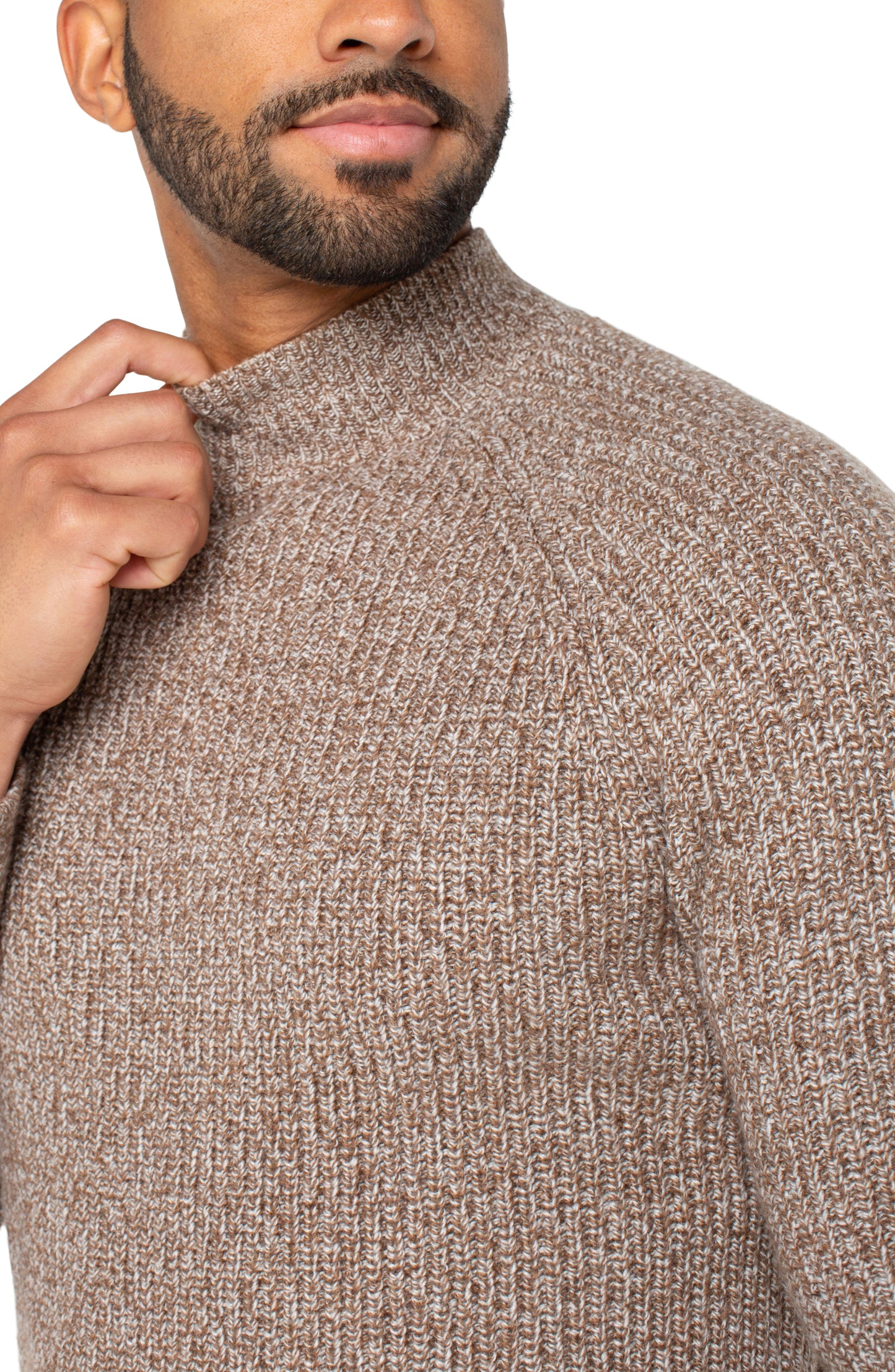 Liverpool Los Angeles Shaker Stitch Mock Neck Sweater - Chestnut