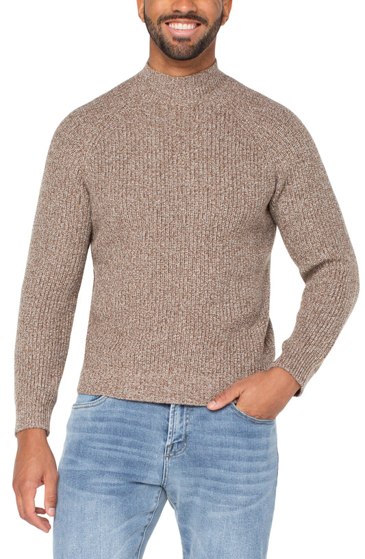 Liverpool Los Angeles Shaker Stitch Mock Neck Sweater - Chestnut