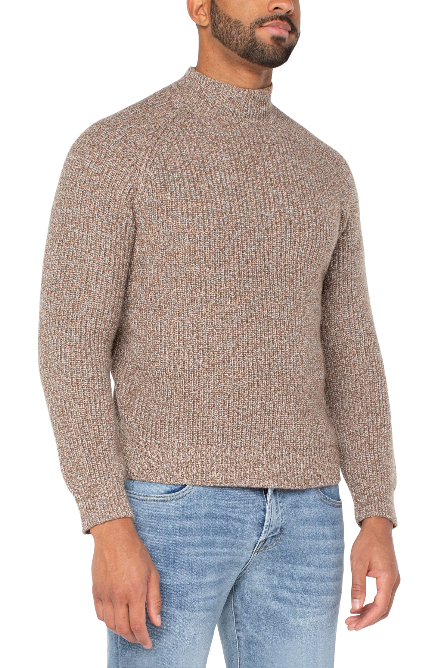 Liverpool Los Angeles Shaker Stitch Mock Neck Sweater - Chestnut