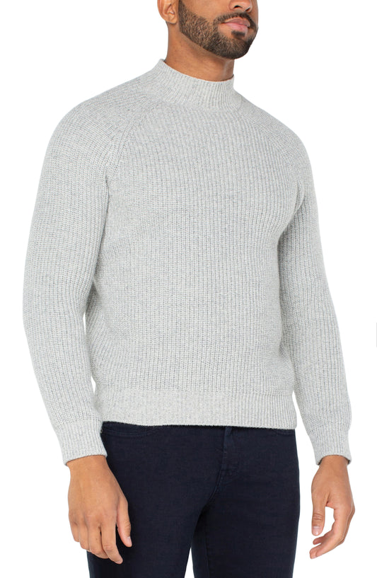 Liverpool Los Angeles Shaker Stitch Mock Neck Sweater - Light Grey