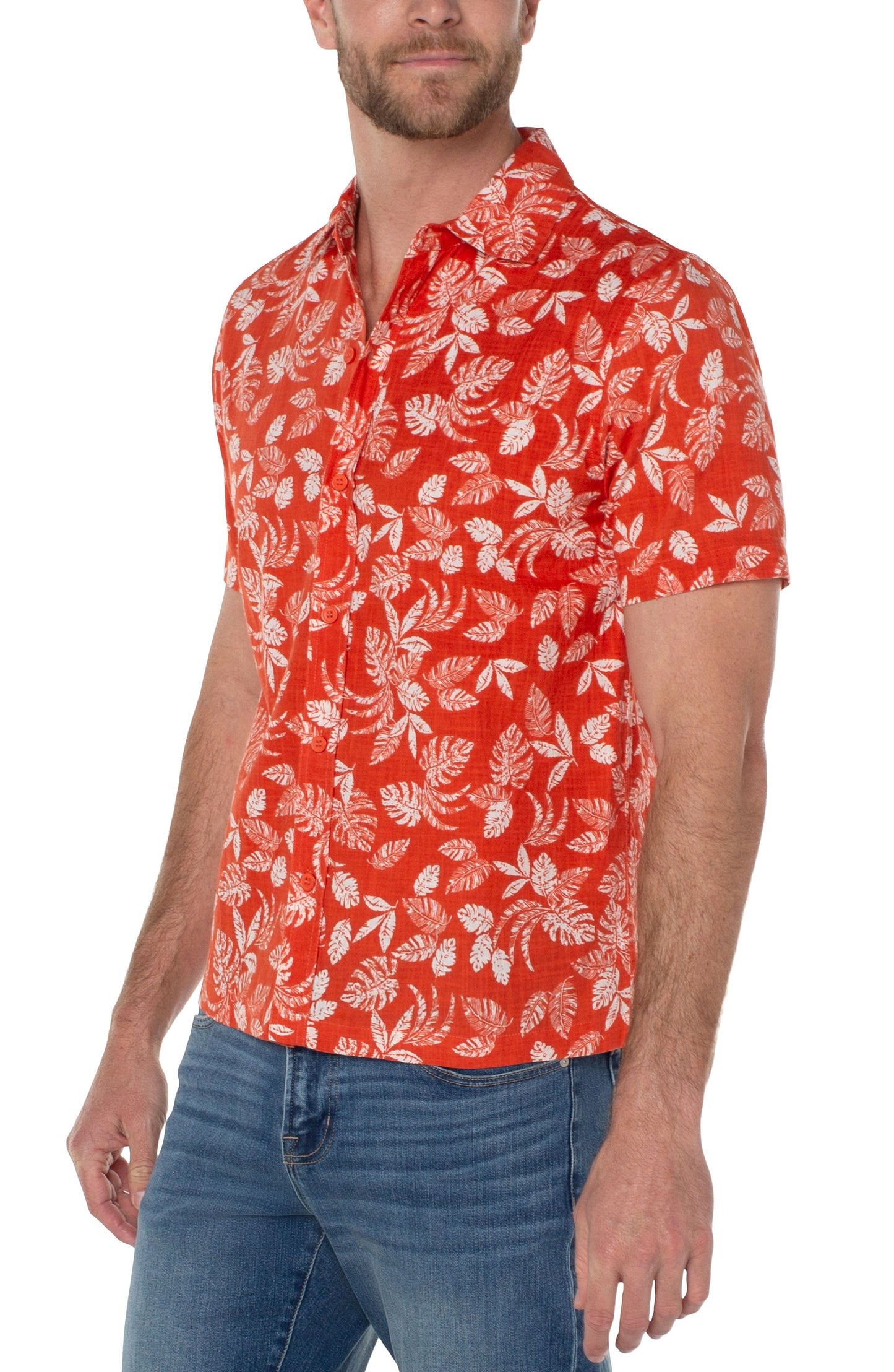 Liverpool Printed Men's Short Sleeve Shirt Orange