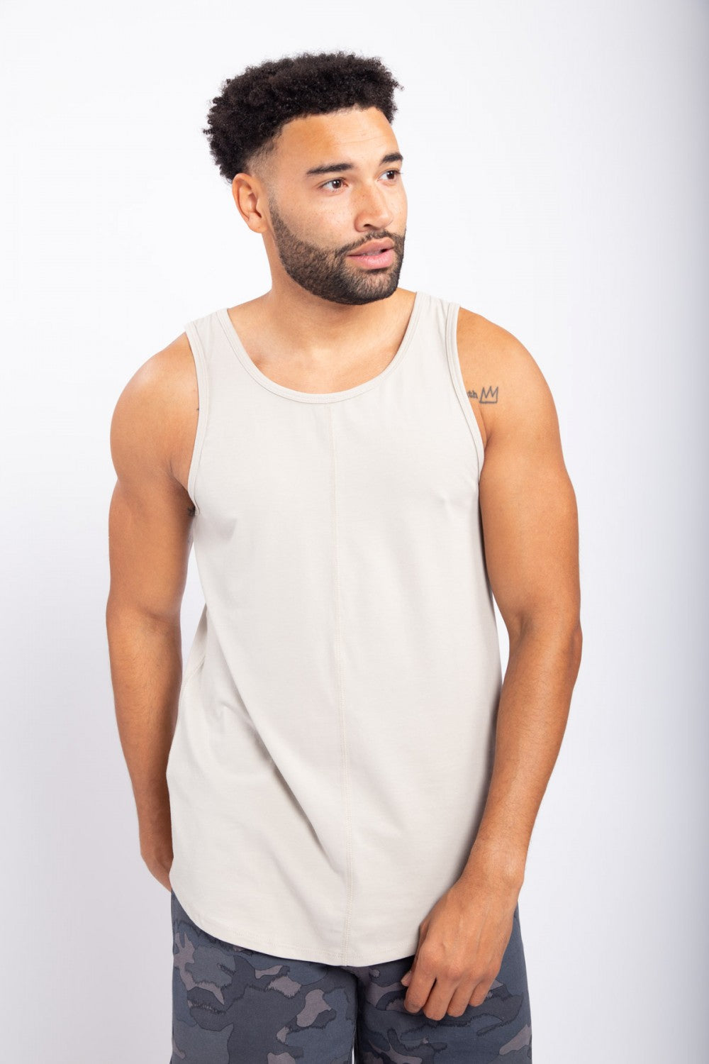 Tank with Curved Hem - Grey Ice