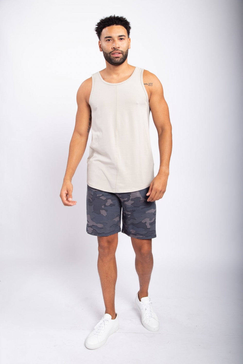 Tank with Curved Hem - Grey Ice