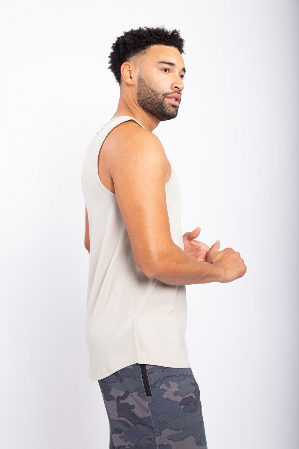 Tank with Curved Hem - Grey Ice