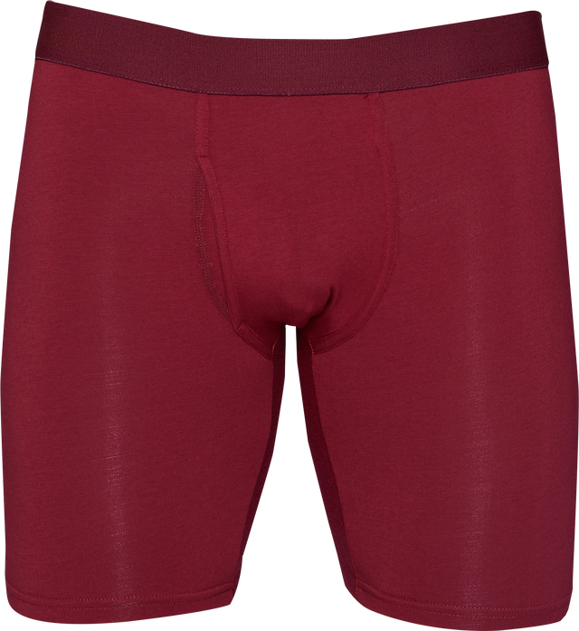 WOOD BIKER BRIEF W/FLY - BURGUNDY - 6" Inseam